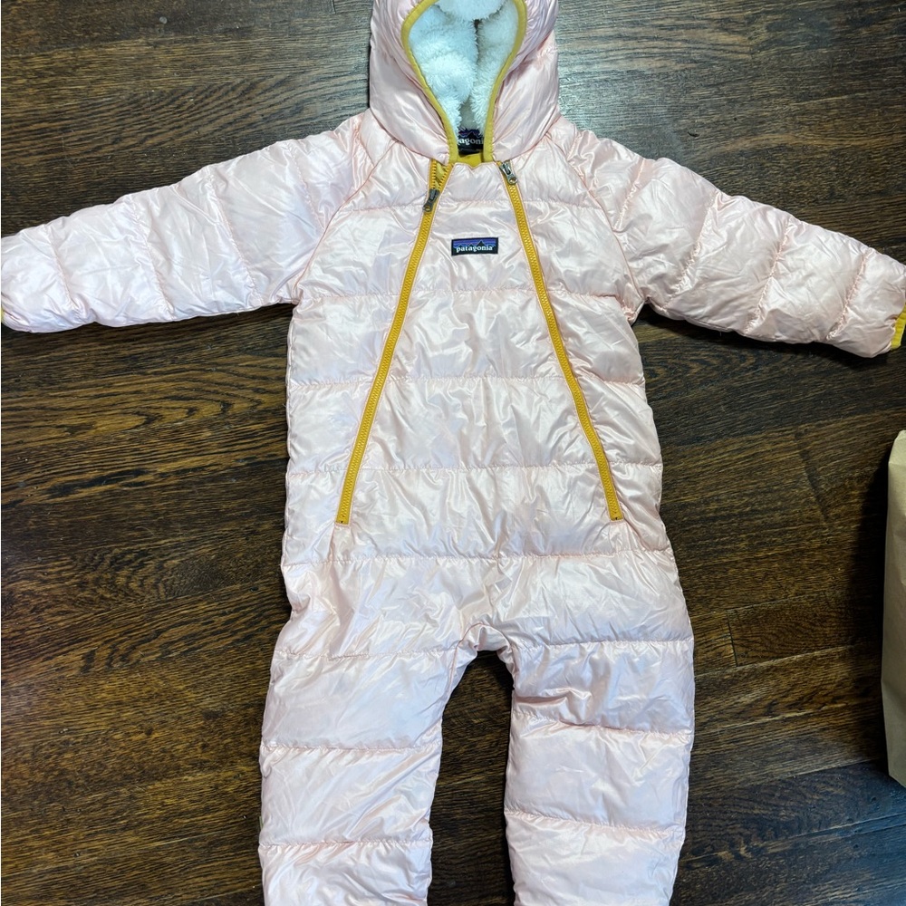 Patagonia Yellow Infant Puff One-Piece Snowsuit